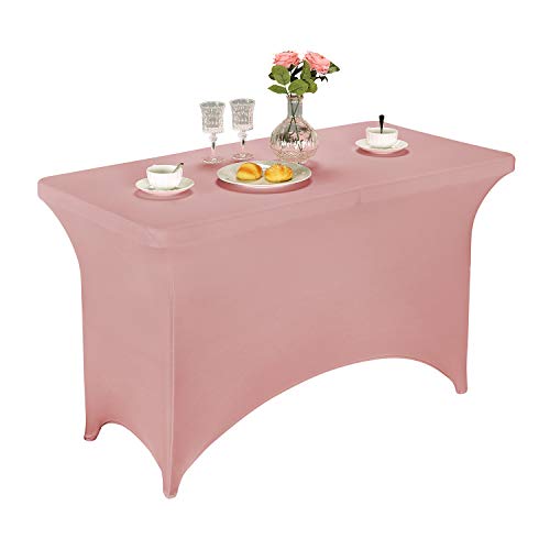LZY Spandex Fitted Stretch Table Cover for 4ft or 6ft or 8ft Folding Table, Rectangular Cocktail Tablecloth, Perfect for Party or Banquet