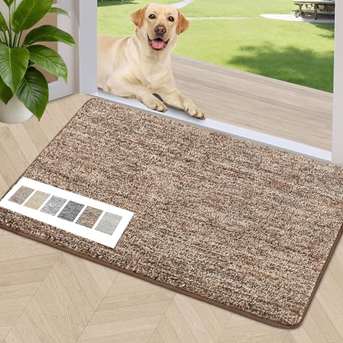 REFETONE Coffee/Brown Doormat, 24'x36', Indoor Non Slip Absorbent Rug for Entryway, Resist Dirt, Machine Washable, Low-Profile, Ideal for High-Traffic Areas, Housewarming Gift