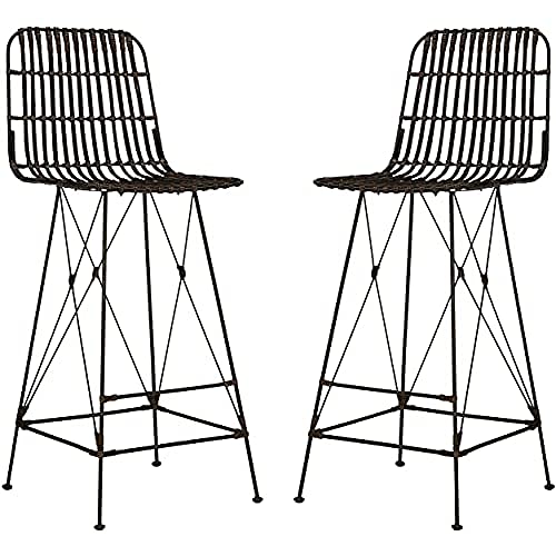 Safavieh Modern Set of 2 Bar & Counter Stools, in Brown and Black