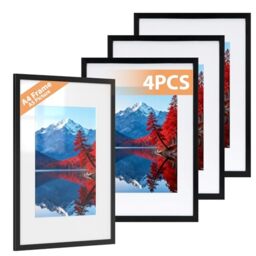 Alyvisun 4Pack A4 Frames, Horizontal/Vertical, Wall or Tabletop, Black