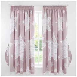 GC GAVENO CAVAILIA Luxury Kids Fitted Sheet Set OR Super Star Duvet Cover OR Easy Care Children Curtains, Polycotton, Blush Pink, 66x72-Curtain, 548102