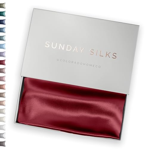 Colorado Home Co Silk Pillowcase for Hair and Skin - Queen Size Silk Pillow Case Slip - 22 Momme Natural Silk Pillowcase Burgundy Pinot Bedding Bliss