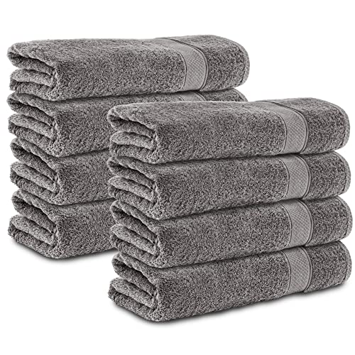 Komfortec Set of 8 hand towels, 50 x 100 cm, made from 100% cotton, 470 g/m², terry cloth, soft, anthracite grey