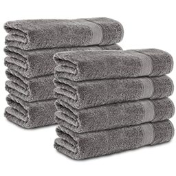 Komfortec Set of 8 hand towels, 50 x 100 cm, made from 100% cotton, 470 g/m², terry cloth, soft, anthracite grey