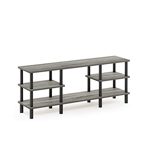 Furinno TURN-N-TUBE TV Stand, 3-Tier Multipurpose Wide Shelf Entertainment Center, TV Console for TV up to 55 Inch, for Living Room, Bedroom, French Oak