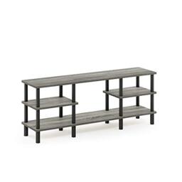 Furinno TURN-N-TUBE TV Stand, 3-Tier Multipurpose Wide Shelf Entertainment Center, TV Console for TV up to 55 Inch, for Living Room, Bedroom, French Oak