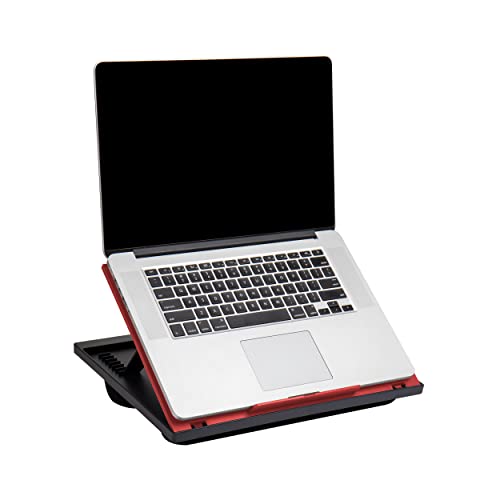"Mind Reader Lap Desk Laptop Stand, Bed Tray, Collapsible, Cushion, Portable, Dorm, Plastic, 14.75"" L x 11"" W x 7.3"" H, Red"