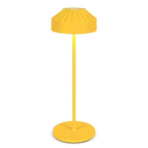 LuminexDesigns Rechargeable Cordless Table Lamp TL16 VIOA - 25cm LED Table Lamp with Aluminium Shade & Matte yellow Finish, IP54, for Bedroom, Living Room, Dining Room&Patio, 2600mAh