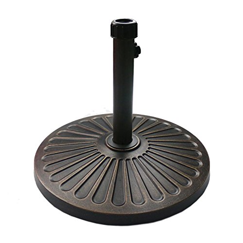 "Sunnyglade 18"" 30.2-lbs Heavy Duty Round Antiqued Umbrella Base for Patio, Outdoor - Bronze"