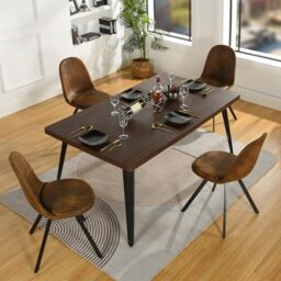 FurnitureR 5PCS Dining Table Chairs Set, 150x80x74cm Table