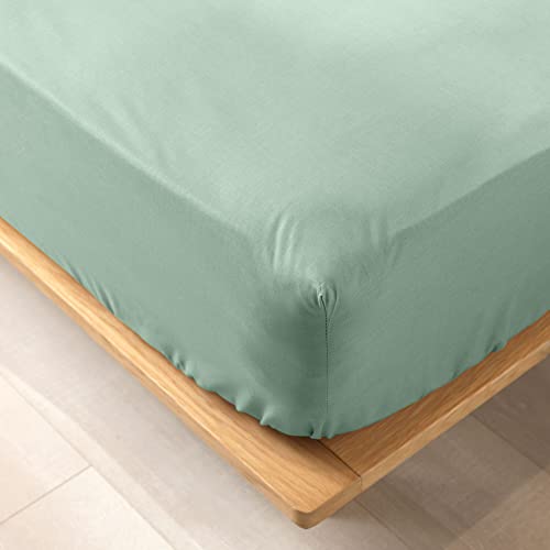 douceur d'intérieur Fitted Sheet 140 x 190 cm 100% Organic Cotton Biolina Sage