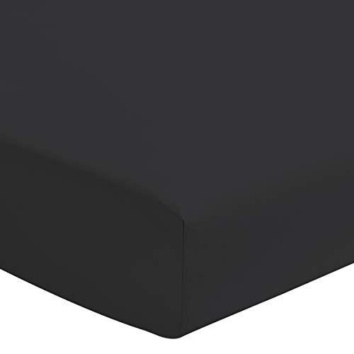 HOME LINGE PASSION, Fitted Sheet, Black, 160 x 200 cm + 30 cm, 100% Cotton, 57 Thread Count, Oeko-TEX Label
