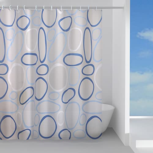 Gedy - Peva Shower Curtain Bowls, Blue Finish, Dimensions 200 x 240 x 0.1 cm and Weight 0.5 kg