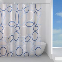 Gedy - Peva Shower Curtain Bowls, Blue Finish, Dimensions 200 x 240 x 0.1 cm and Weight 0.5 kg