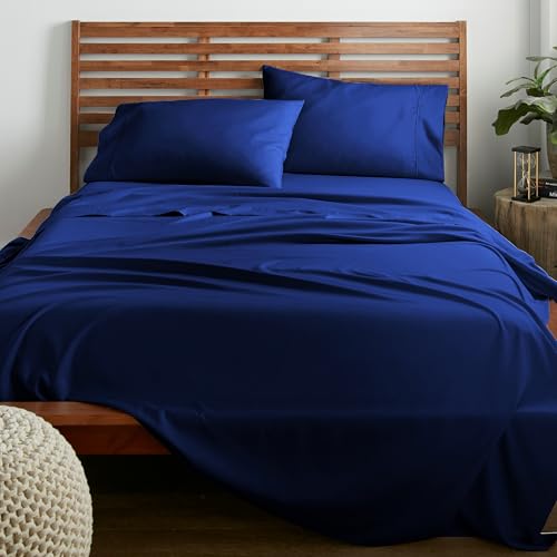 American Home Collection Queen Sheet Set - Ultra-Soft Microfiber 15-Inch Deep Pocket - Wrinkle Free and Fade Resistant (Navy)