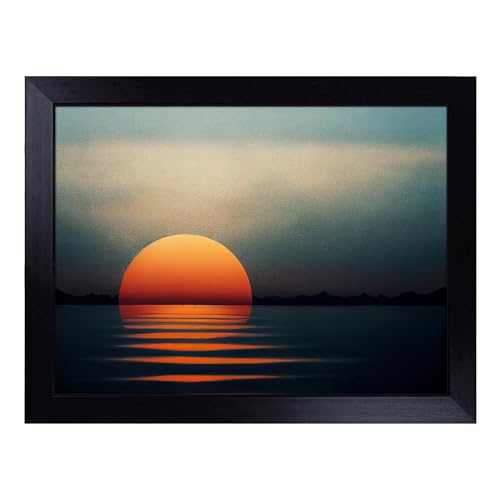 Lap Tray with Bean Bag Cushion, Cosmopolitan Seascape At Sunset - Handmade in the UK, Raised Wooden Edge, Padded Cushion, Heat-Resistant Wipe-Clean Surface, for Meals, Laptops and Crafts