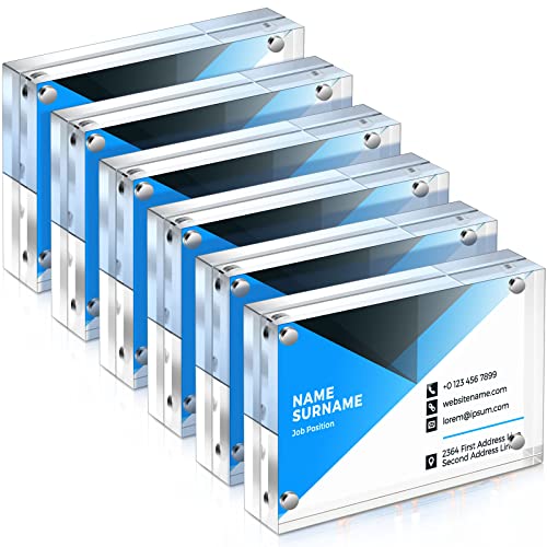 Xuhal Acrylic Business Card Frame 2.5 x 3.5 inch Clear Double Sided Magnetic Photo Block Frames, 20mm Thickness Frameless Wallet Size Picture Frames Stamp Display Stand for Home Office Decor(12 Pcs)