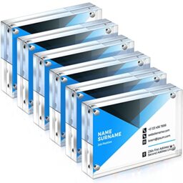 Xuhal Acrylic Business Card Frame 2.5 x 3.5 inch Clear Double Sided Magnetic Photo Block Frames, 20mm Thickness Frameless Wallet Size Picture Frames Stamp Display Stand for Home Office Decor(12 Pcs)