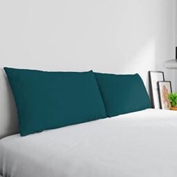 Max Color Pair of Pillowcases 100% Cotton, Made in Italy, Pillowcase Size 50 x 80 cm with Inner Flap, Plain Colour – Petrol