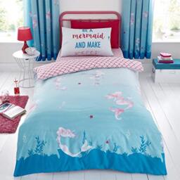 Gaveno Cavailia Easycare Kids Panel Bed Set with Duvet Cover and Pillow Case, [ Mermaid World - Single ]