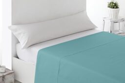 Miracle Home. Top Sheet Soft and Comfortable, 100% Brushed Microfibre, Wrinkle-Free and Anti-Peeling. 230 x 270 cm. Bed 150 cm. Light Aqua Green