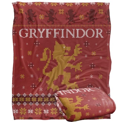 HARRY POTTER Blanket, 152 x 127 cm Gryffindor Ugly Christmas Sweater Silky Touch Super Soft Throw Blanket