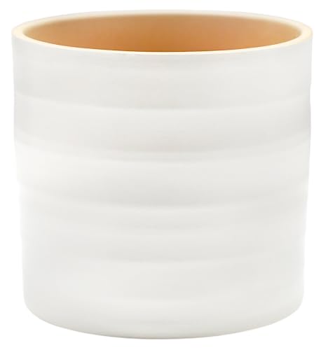 Ivyline Hadleigh Matte Finish Planter in White - Premium Quality and Waterproof - Stylish Textured Indoor Ceramic Plant Flower Pot - H17.5cm x D20cm