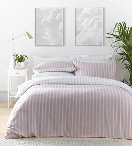 Portfolio Home Harvard Stripe Pink Super King Duvet Set Reversible Bedding Bed Set