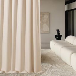 ROOM99 Aura Curtain with Eyelets 140 x 240 cm Width x Height Window Decoration Curtains and Interior Draperies for Living Room Bedroom Modern Smooth Cream 1 Piece