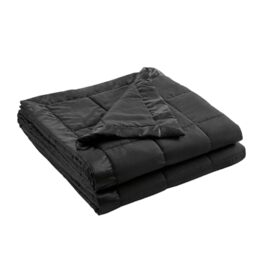 Madison Park Twin Size Blanket Ultra-Soft Microfiber Blanket Twin Size, Box Quilting with Satin Binding, All Season & Lightweight Twin Summer Blanket for Bed, Couch & Sofa, Twin, Black