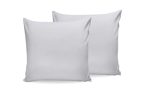 Premium Cotton Pillowcase Set (2 Pieces), 80 x 80 cm, White, 100% Cotton Ranforce, 155 Thread Count, Envelope Closure, Machine Washable at 30°C