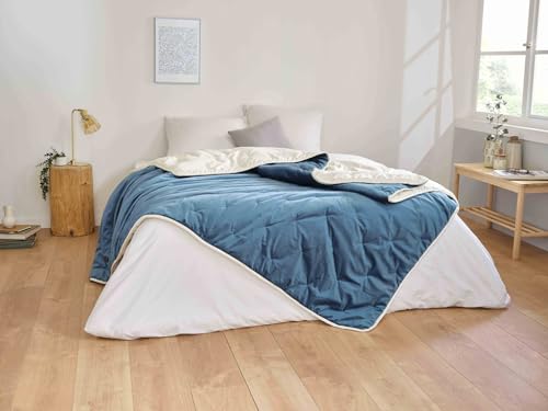 Toison d'or Denali Bedspread 180 x 240 cm Size, Peacock Blue