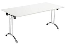 Office Hippo Folding Office Table, Sturdy & Stylish Computer Table Desk, Work Table For Home Office, Versatile Foldable Table For Meeting Room or Boardroom, 5 Year Guarantee - White/Chrome