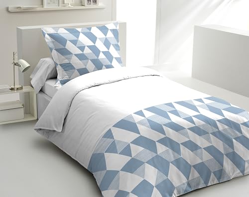 Home Linge Passion Duvet Cover Set 140 x 200 cm – 2 Pieces – Soft Cotton Percale – Duvet Cover + Pillowcase – Blue – La Gypsy Model