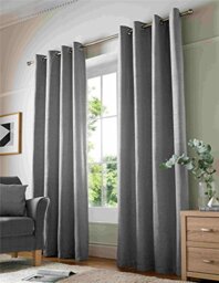 Alan Symonds Curtains Eyelet Ring Top Fully Lined, Chenille Polyester, Silver, 66 x 90