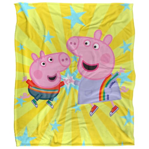 Peppa Pig High Five Peppa and George Super Soft Silky Touch Blanket - 91 x 147 cm