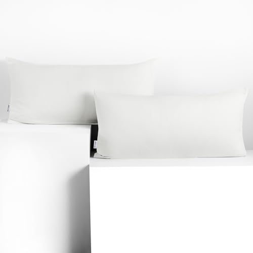 DecoKing 2 Pillowcases 40 x 80 cm Jersey 100% Combed Cotton Zip White Amber