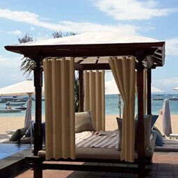 "LiveGo Outdoor Patio Curtain, Blackout Waterproof Curtain, Thermal Insulated Outdoor Garden Curtain for Porch/Pergola/Yard/Sliding Door/Arbor (1 Panels, 52"" W x 108"" L, Coffee)"