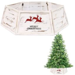 31.5inch Christmas Tree Skirt Foldable Wooden Box Xmas Tree Stand Base Cover Tree Collar Trunk Basket Ring for Tree Decorations