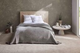 Toison d’or Biella Lambswool Blanket Chevron Design, 240 cm x 300 cm Size, Lead