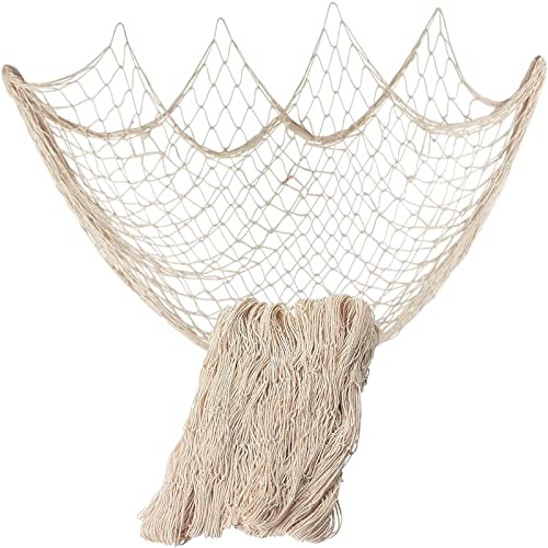 Rosoz Natural Fish Net Wall Decor Ocean Theme Wall Hanging Fishing Net Party Decoration for Pirate Party Wedding Photography Decoration