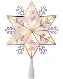 WeRChristmas Snowflake Christmas Tree Topper, LED Lights, Silver, 34cm