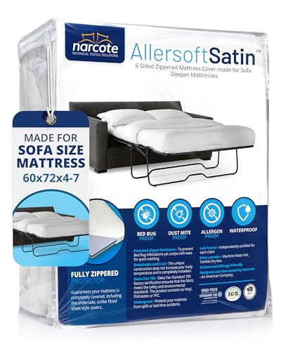 Allersoft- Queen Sleeper Sofa Mattress Cover with Secure Locking Zipper. Creates a Natural Seal On All Sides of Your Pull-Out Sofa Mattress from Liquids, Dust, Pet Dander, Pollen & More