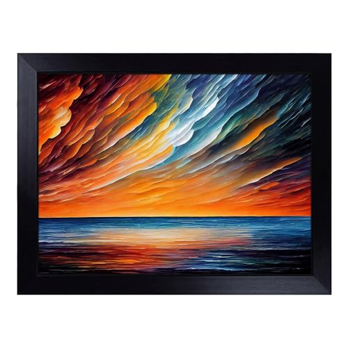 Lap Tray with Bean Bag Cushion, Ocean Clouds Abstract - Handmade in the UK, Raised Wooden Edge, Padded Cushion, Heat-Resistant Wipe-Clean Surface, for Meals, Laptops and Crafts