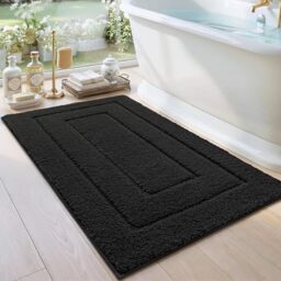 "DEXI Bathroom Rug Mat, Extra Soft Absorbent Premium Bath Rug, Non-Slip Comfortable Bath Mat, Carpet for Tub, Shower, Bath Room, Machine Washable, 24""x43"", Black"