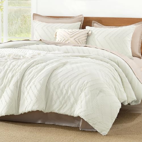Litanika Bedding 3 Piece King Duvet Set Light Tufted Down Like Filler Fluffy Bed Gift Ivory