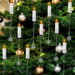 20 Pcs Silver Christmas Tree Candle Holders With Snowflake Ornaments - Metal Balance Candlestick for Xmas Indoor Outdoor Party Decoration
