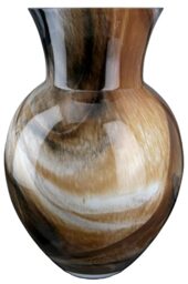 GILDE Draga Glass Vase - Decorative Flower Vase Height 26 cm Brown Black Marble Look - European Manufacture