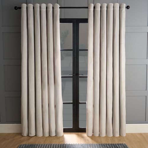 "OHS Thermal Blackout Curtains, Velvet Fleece Lined Decorative Curtains for Living Room Bedroom Energy Saving Winter Warm Insulated Curtains Eyelet - Silver, 46"" x 72"""