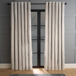 "OHS Thermal Blackout Curtains, Velvet Fleece Lined Decorative Curtains for Living Room Bedroom Energy Saving Winter Warm Insulated Curtains Eyelet - Silver, 46"" x 72"""